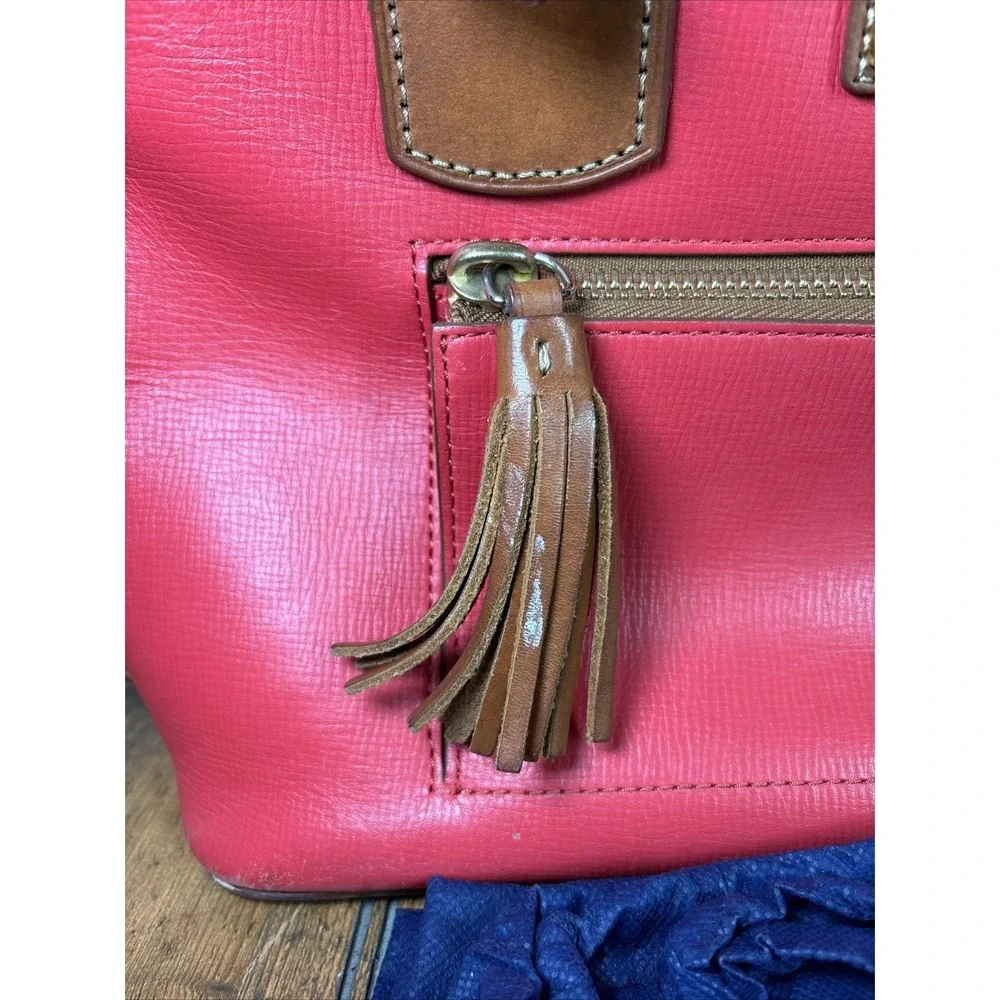 Dooney & Bourke Morgan‎ Satchel Red Handbag Saffiano Leather Shoulder W/Dust Bag